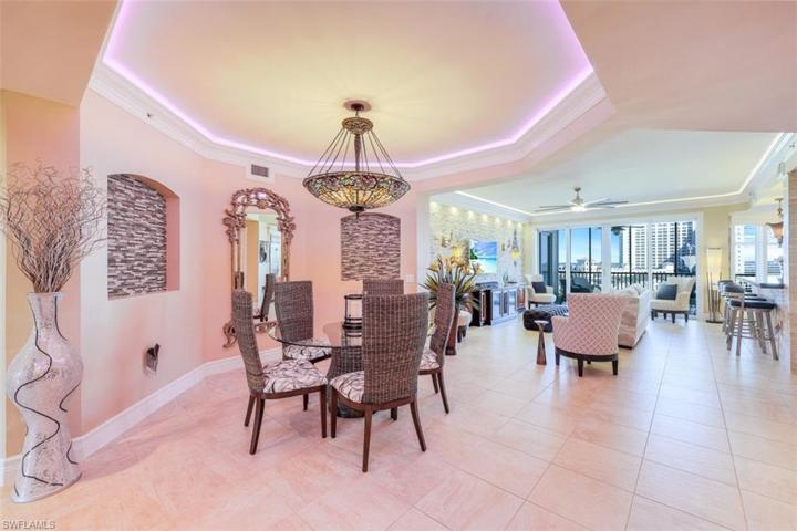 Formal dining area- lights change to any color you like!