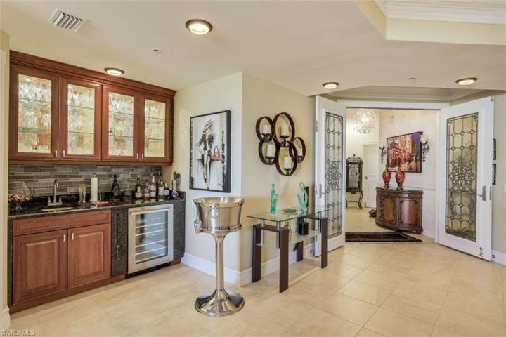 Wet bar  and wine refrigerator- great for entertaining