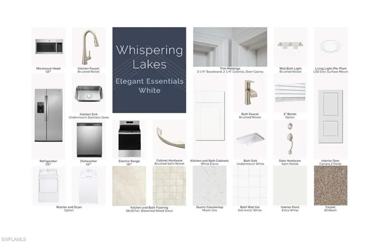Elegant Essentials White Upgraded Features (everything shown except washer, dryer, blinds)