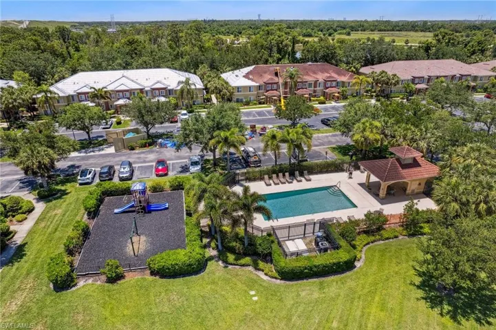 Arial View of Pool and Children's Play Area