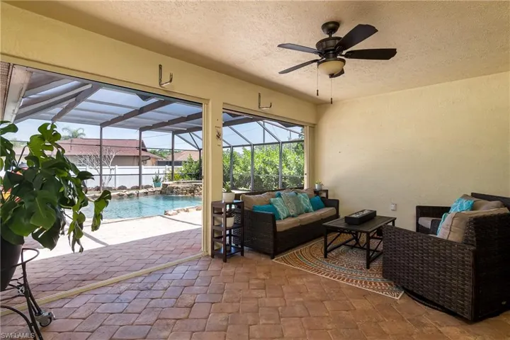 Coming onto your pool deck from the house