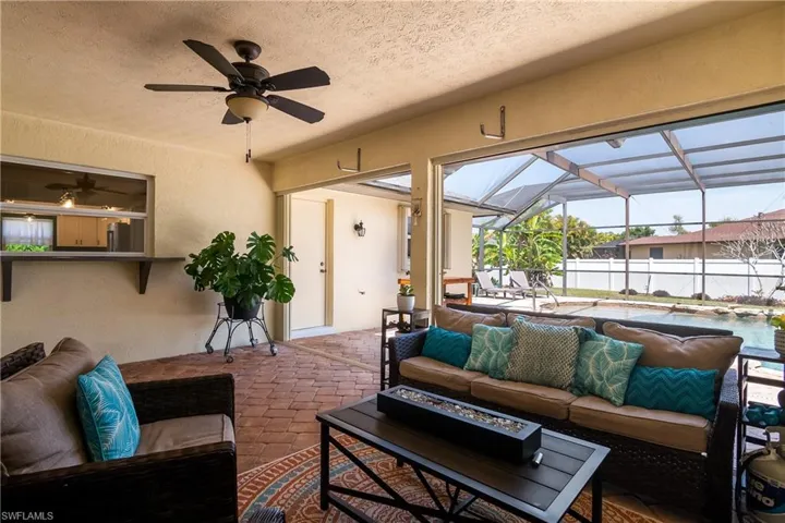Covered Lanai with accordion storm shutters