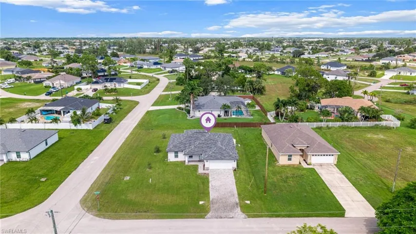Aerial perspective of suburban area