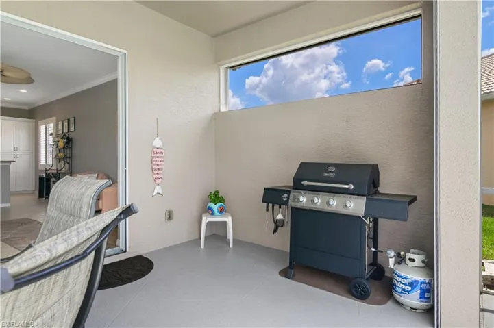 View of patio featuring grilling area