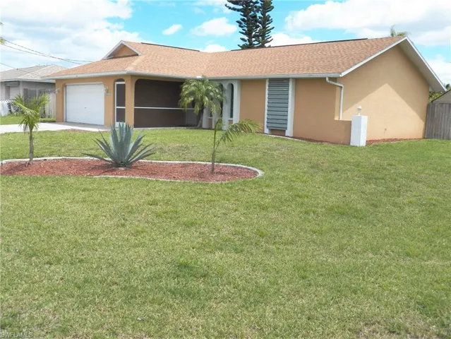 Closer view of front yard landscaping