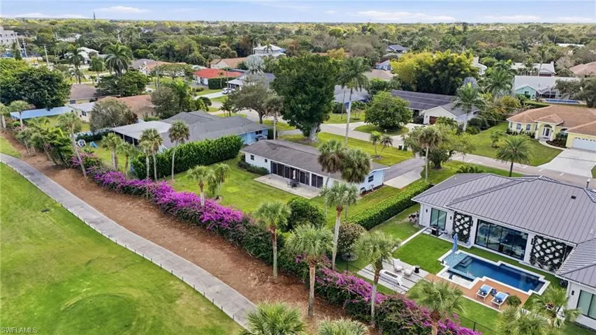 Aerial perspective of suburban area