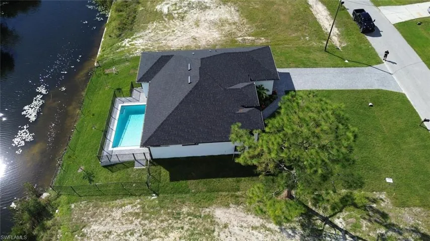 View from above of property featuring a nearby body of water