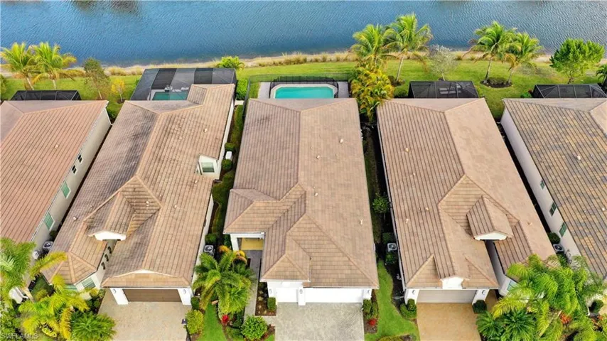 Bird's eye view of a nearby body of water