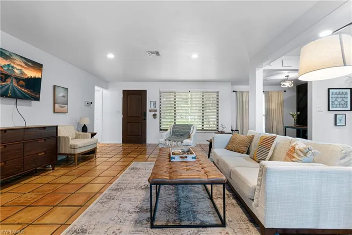 View of tiled living room
