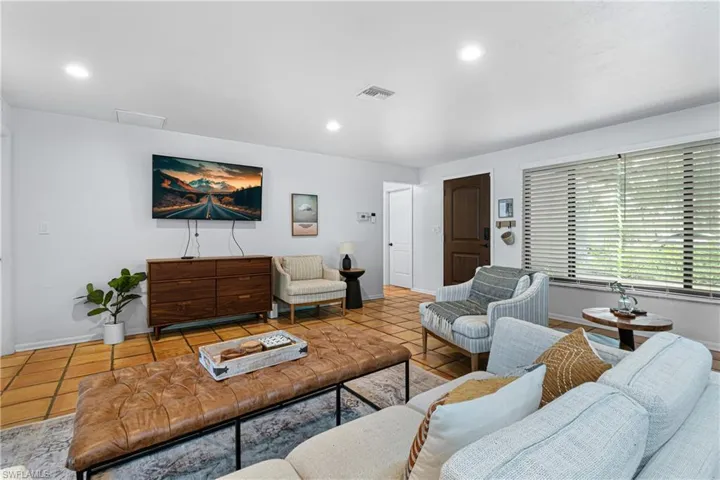 View of tiled living room