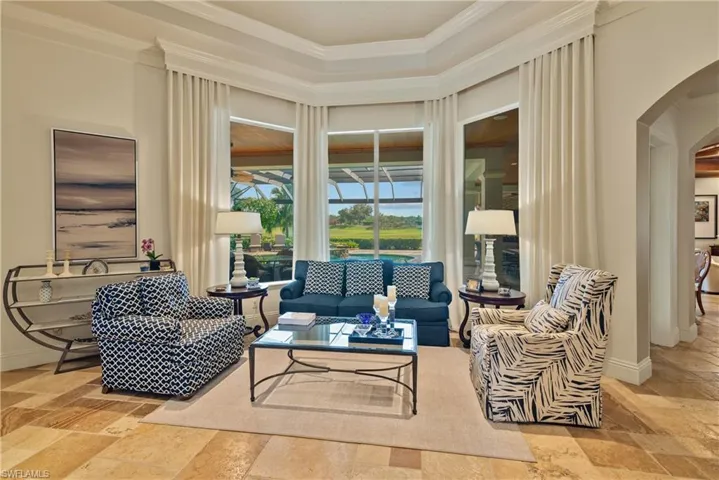 Living room with ornamental molding