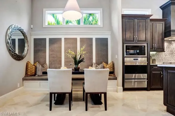 View of tiled dining area