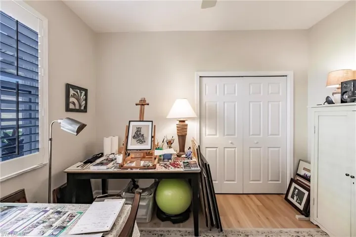 Home office featuring light wood-type flooring