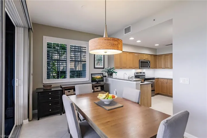 View of tiled dining space