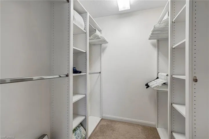Spacious closet with carpet