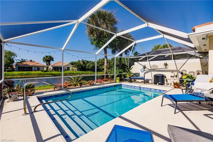 South facing private pool has sun all day!