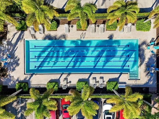 Drone / aerial view of a pool area