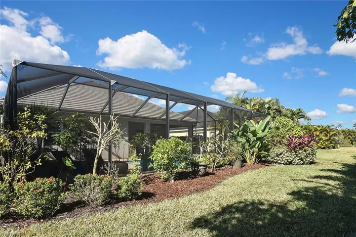 The green space in the rear of the home