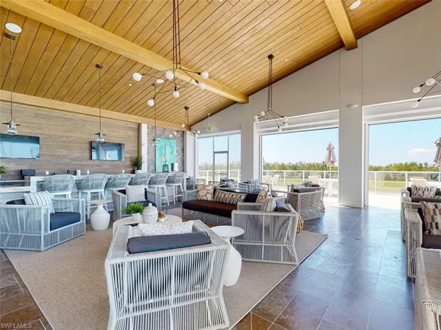 Pool Pavilion with Bar, TV Screens & Terrace Dining Overlooking Golf Course