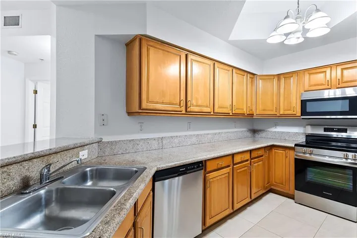 Wood cabinets.