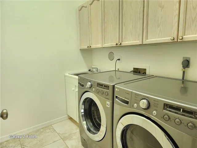 Laundry featuring sink and cabinets