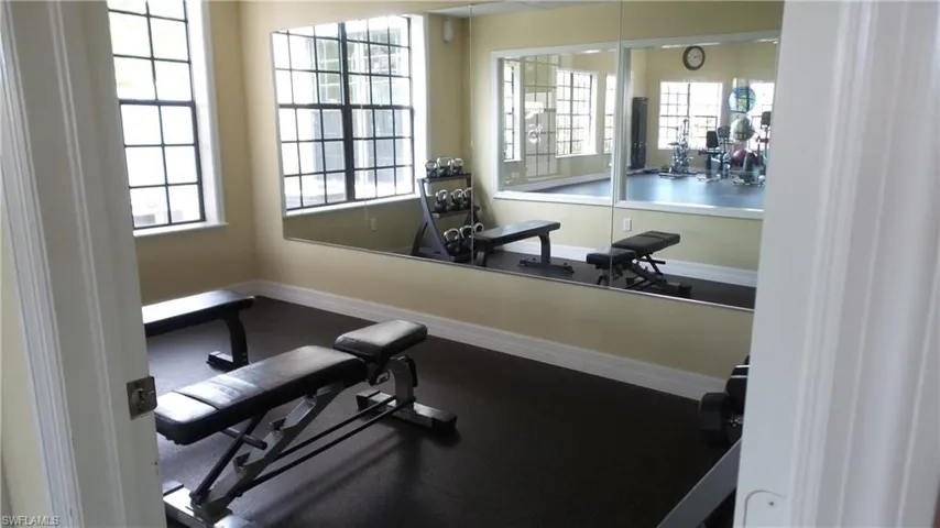 Exercise area with baseboards
