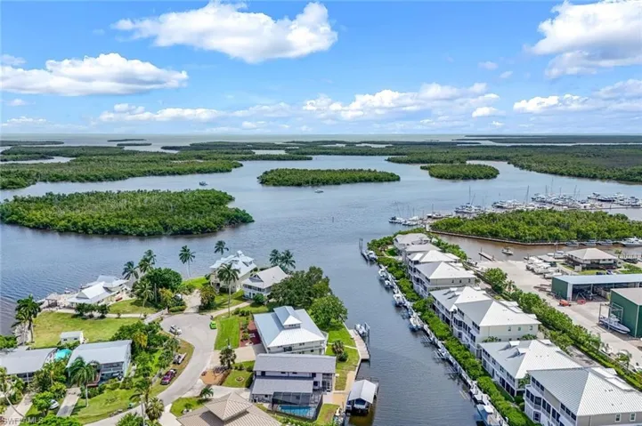Bird's eye view of a nearby body of water