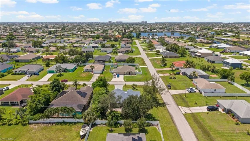 Aerial view of oversized, corner lot