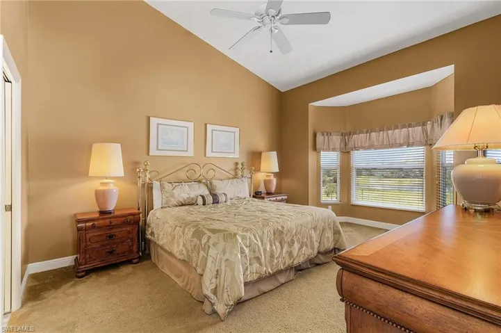Master bedroom has vaulted ceilings and extra square footage in the bay window area.