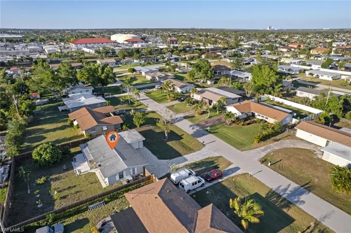 Aerial perspective of suburban area