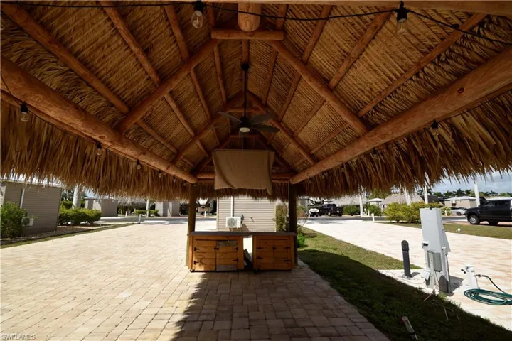 View of patio / terrace with a gazebo and a ceiling fan