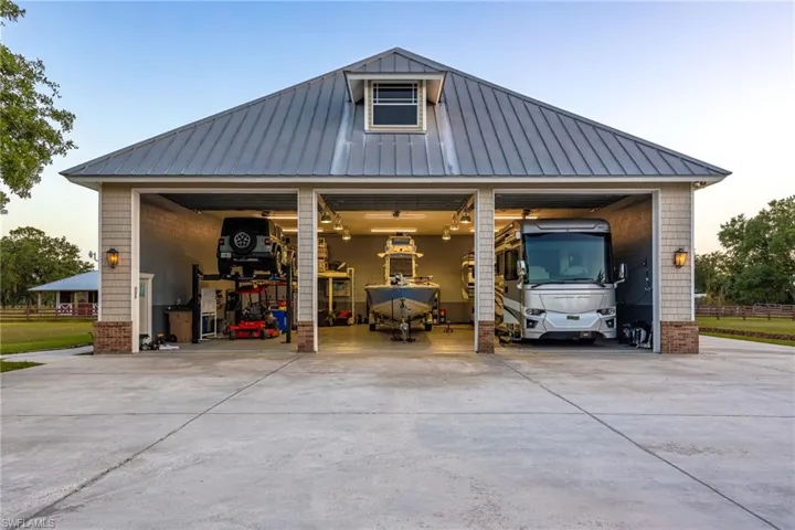 View of detached garage