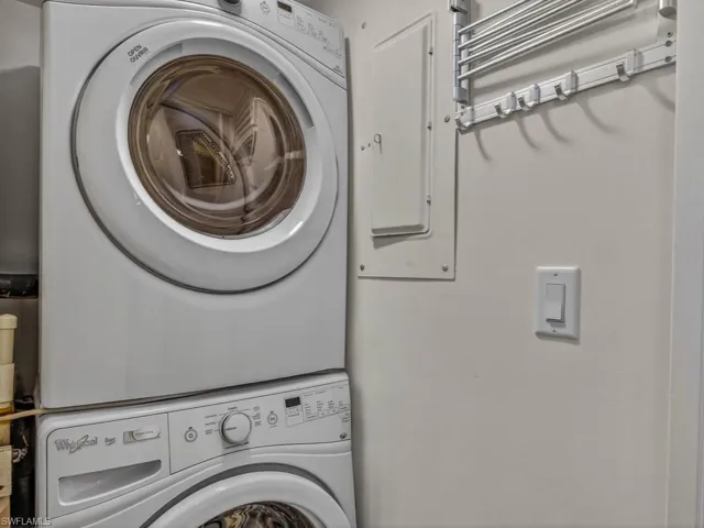Stackable in unit Laundry and additional storage in this utility room