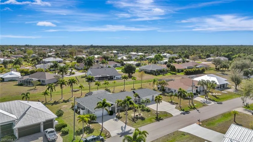Aerial perspective of suburban area