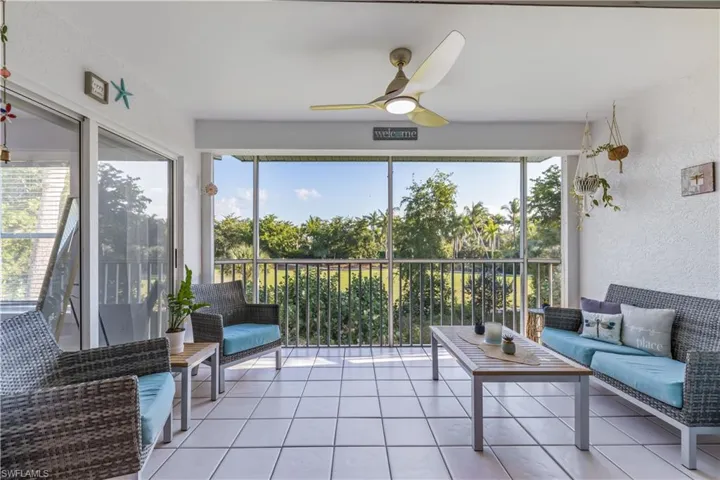 Large screened lanai overlooking the golf course