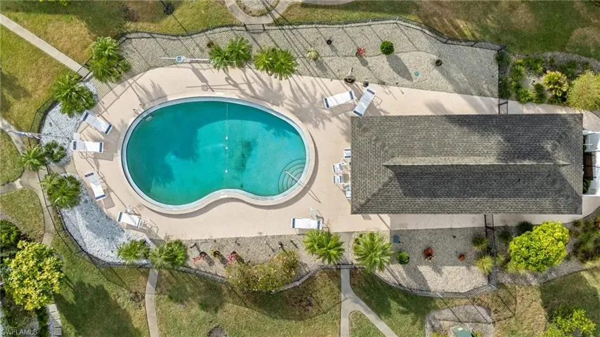 Aerial view of a pool area