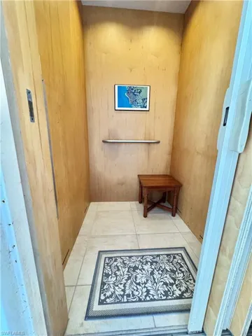 Elevator with wooden walls