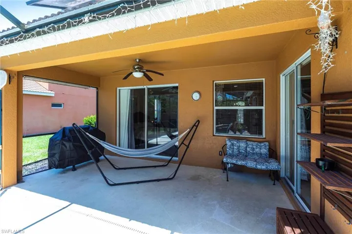 View of patio / terrace featuring ceiling fan