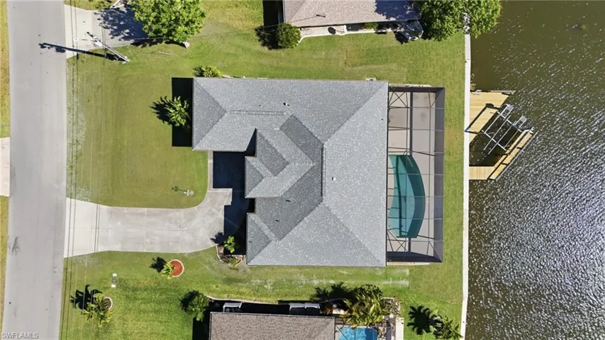 Aerial view of a large body of water