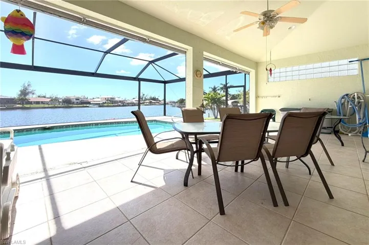 Lanai overlooking the pool and canal