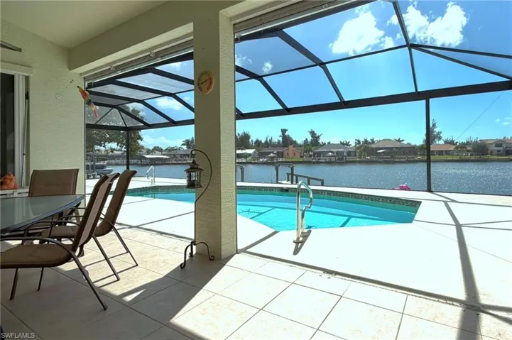 Lanai overlooking the pool and canal