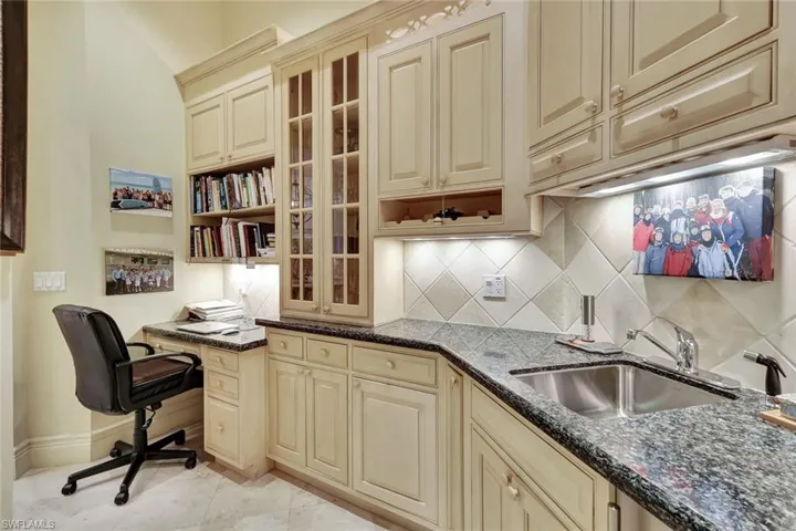 Practical Desk with File Drawers, Shelves and Wine Cooler