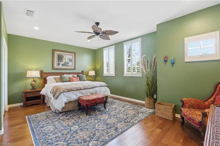 Large guest bedroom privately situated on the opposite side of the home from the primary bedroom.