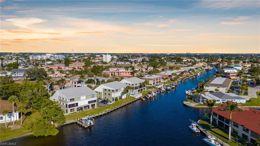 Bird's eye view of a nearby body of water