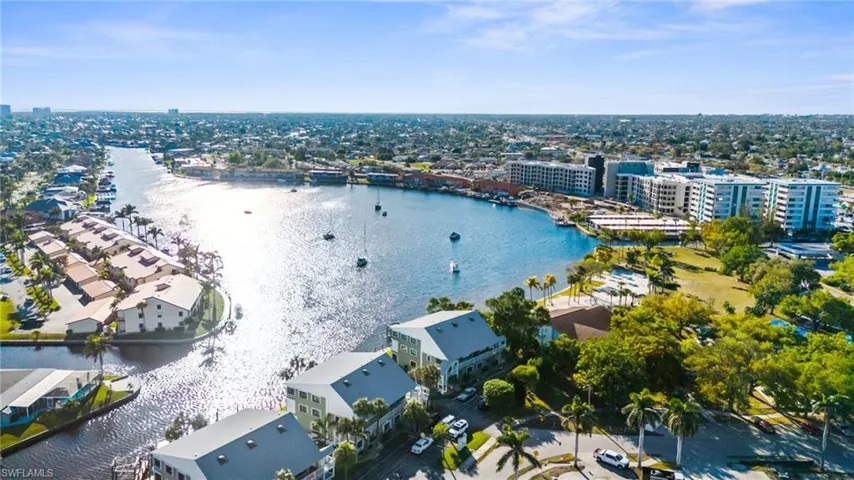 View of urban area with a large body of water