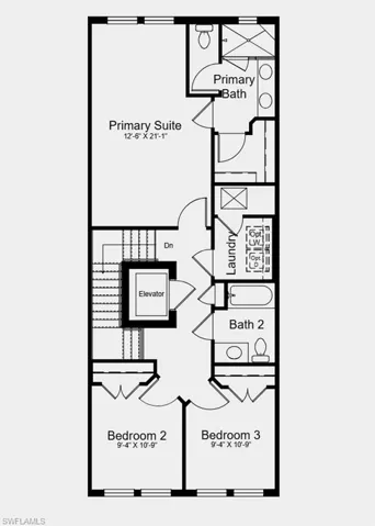 Upper Level Floor Plan - Additional Highlights Include: Private elevator, Cafe Series appliance package, tile flooring throughout, quartz countertops, screened balcony and screened lanai