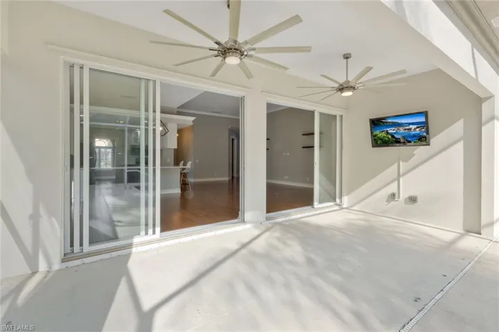 View of patio / terrace with a ceiling fan