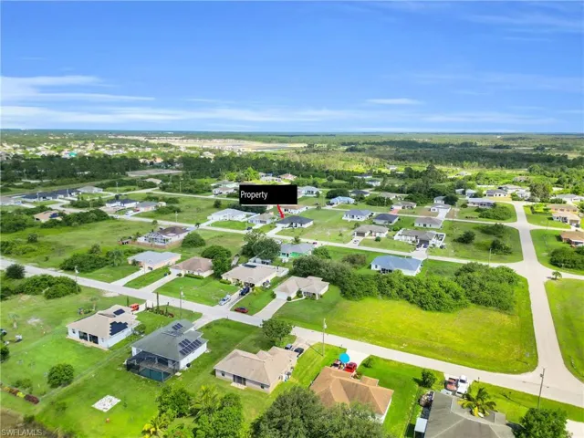 Aerial perspective of suburban area