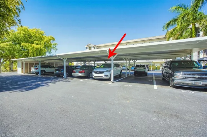 View of covered parking lot