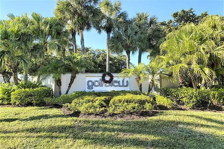 Community sign with a yard